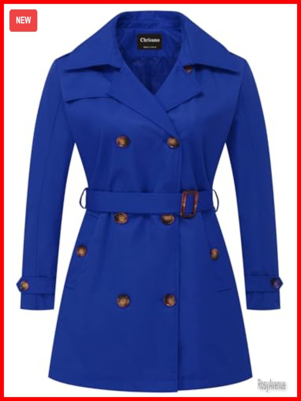 Women's Plus Size Double Breasted Trench Coat Belted Overcoat Detachable Hood